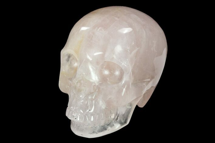 Realistic, Polished Brazilian Rose Quartz Crystal Skull #151079